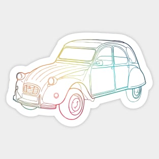 Rainbow shape line art old car Sticker